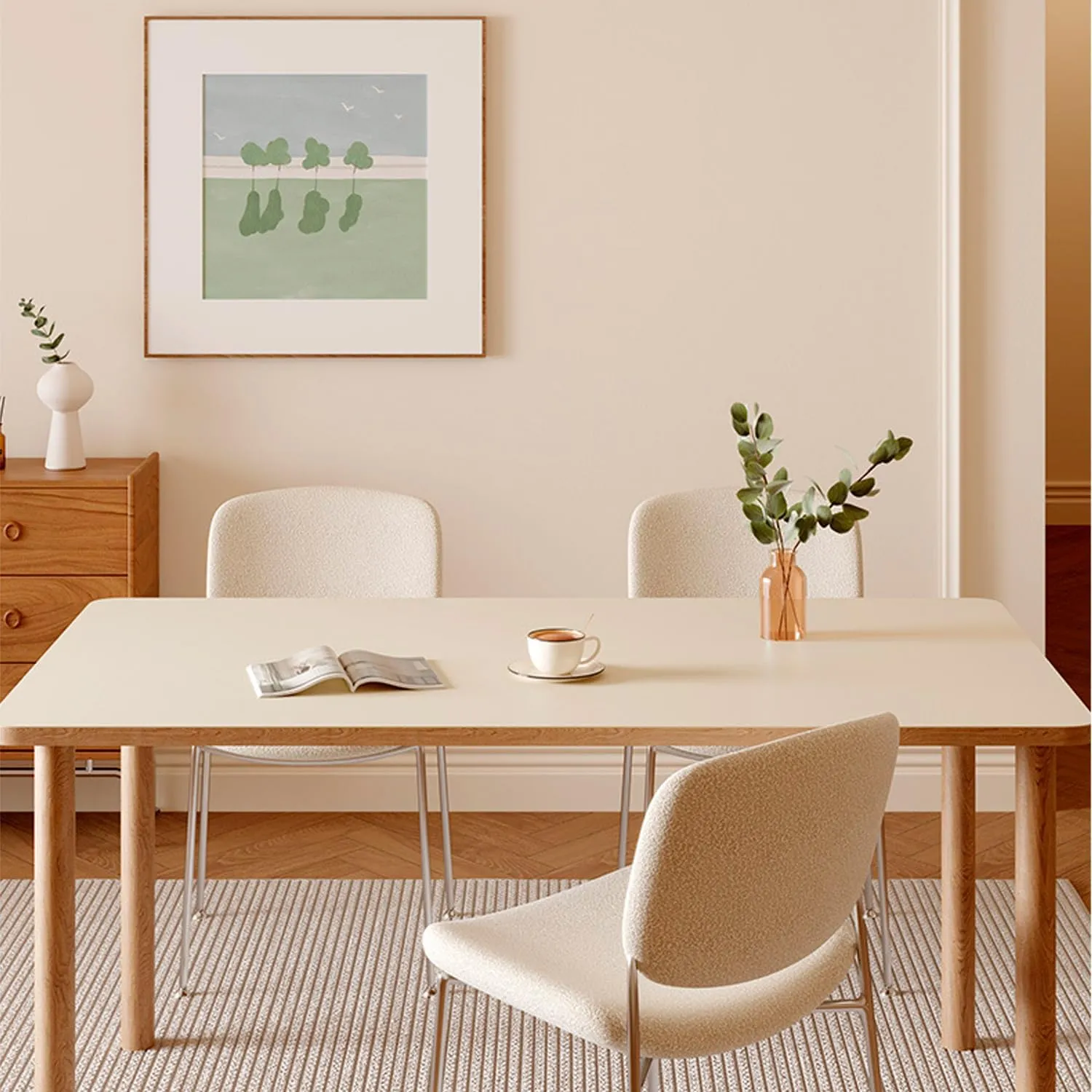 Super Wipe Clean 36"x60" Heat Resistant Table Pad Cover for Rectangular Dining Tables - Silicone Leather Table Protector, Waterproof Stain-Resistant Table Pads (Beige & Cream 36" x 60")