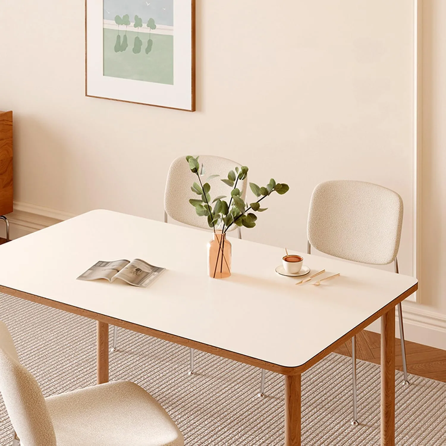 Super Wipe Clean 36"x60" Heat Resistant Table Pad Cover for Rectangular Dining Tables - Silicone Leather Table Protector, Waterproof Stain-Resistant Table Pads (Beige & Cream 36" x 60")