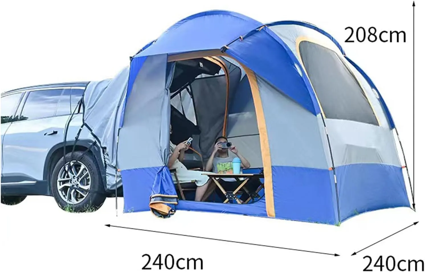 SUV Tent for Camping, Car Tent,SUV Tent Family Camp Car Tent, Universal 4 Person Vehicle Car Tent with Waterproof Rainfly for Family Camping Traveling Outdoor Activities