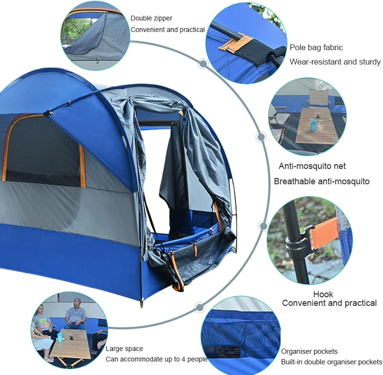 SUV Tent for Camping, Car Tent,SUV Tent Family Camp Car Tent, Universal 4 Person Vehicle Car Tent with Waterproof Rainfly for Family Camping Traveling Outdoor Activities