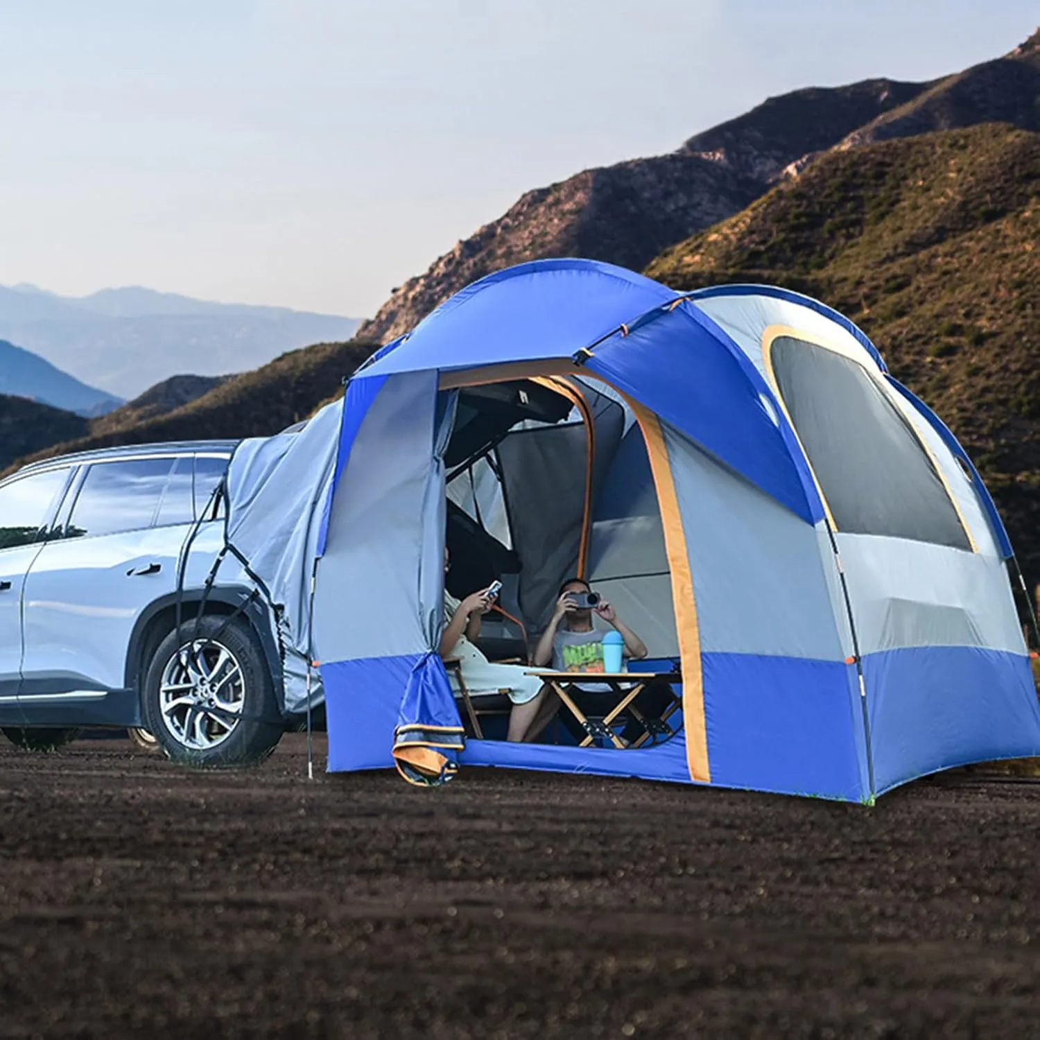SUV Tent for Camping, Car Tent,SUV Tent Family Camp Car Tent, Universal 4 Person Vehicle Car Tent with Waterproof Rainfly for Family Camping Traveling Outdoor Activities