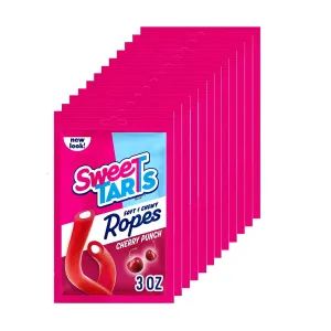 SweeTARTS Ropes, Cherry Punch Candy, 3 Ounce Pouch (Pack of 12)