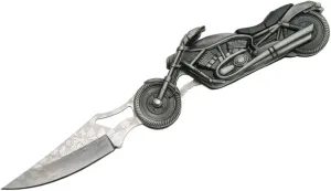 SZCO SUPPLIES 4.75” Motorcycle Handle With LED Headlight Flashlight Gift Folding Knife