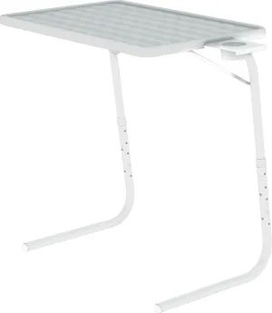 Table Mate II TV Tray Table - Folding TV Dinner Table, Couch Table Trays for Eating Snack Food, Stowaway Laptop Stand, Portable Bed Dinner Tray - Adjustable TV Table with 3 Angles, Cup Holder, White