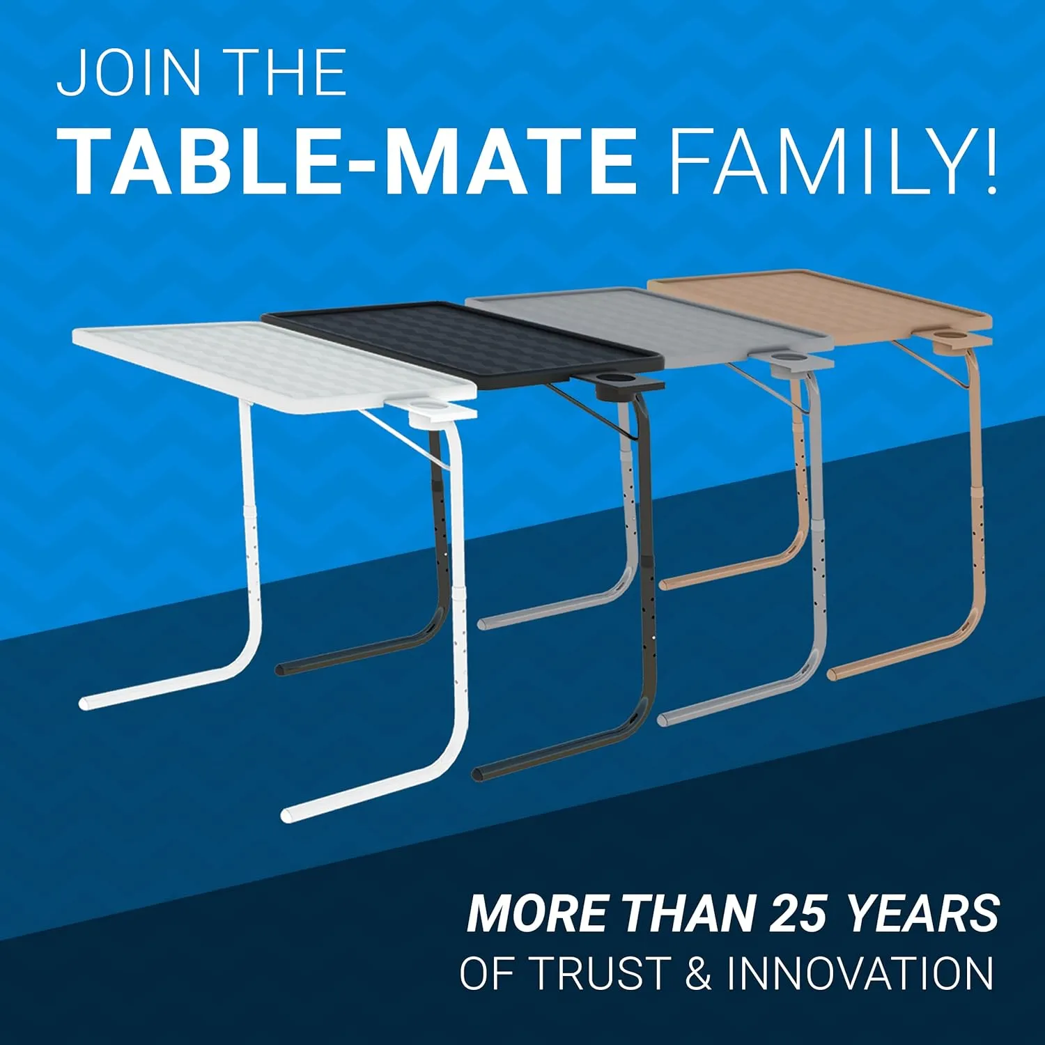 Table-Mate II TV Tray Table - Folding TV Dinner Tables, Couch Trays for Eating Snack Food, Stowaway Laptop Stand, Portable Bed Dinner Tray - Adjustable TV Table with 3 Angles, Cup Holder, Mocha