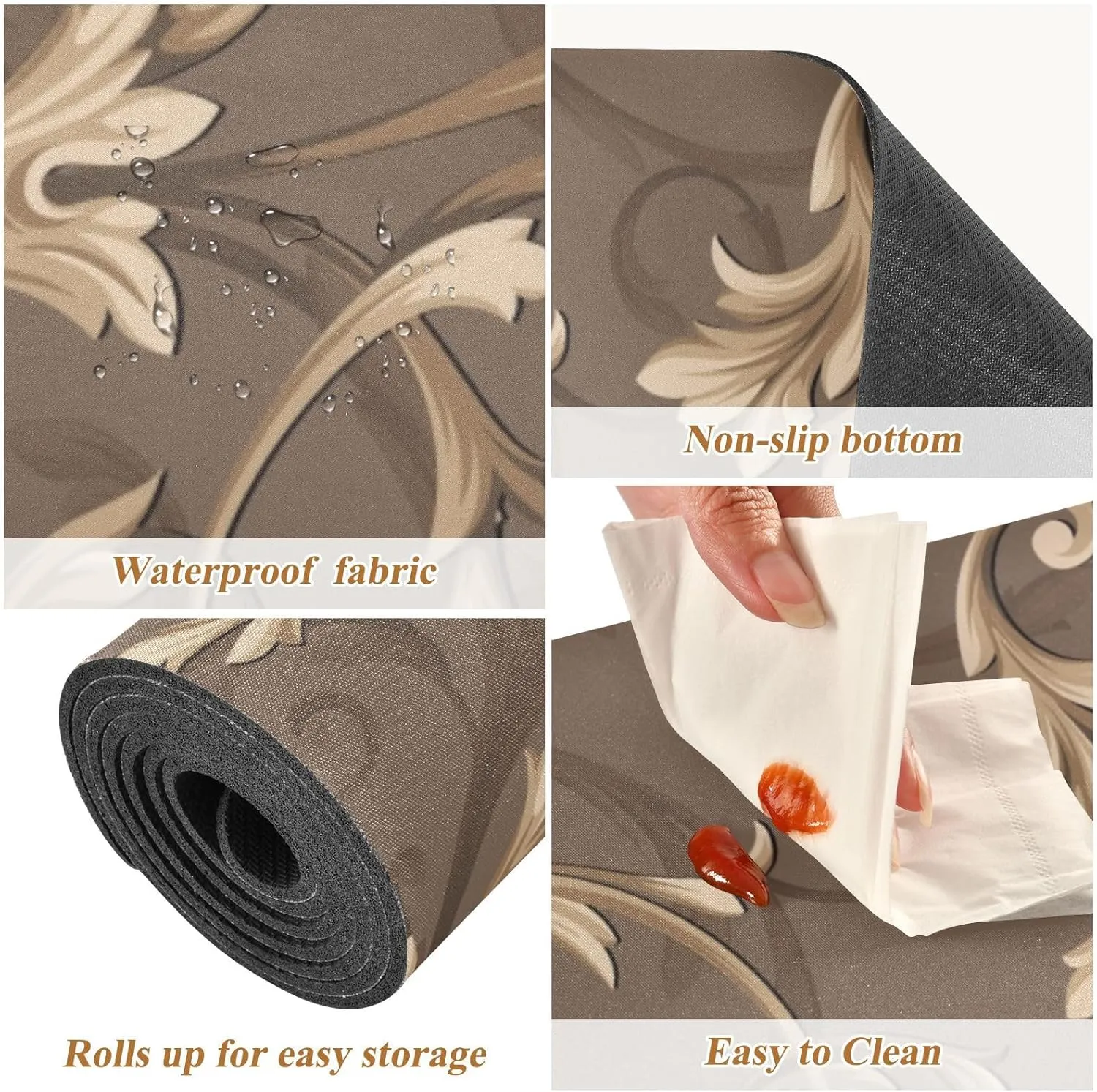 Table Runner Trivet Heat Resistant Mat Pad Waterproof Non Slip Long Decorative Countertop Protector for Kitchen Dining Table 39x12In Classical Floral Pattern