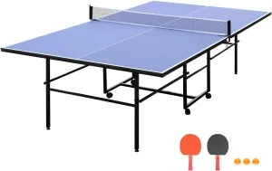 Tennis Tables,Professional Outdoor Table –9ft Full Size Folding Rolling Ping Pong Table with Net Professional Outdoor Table Tennis Tables with 4 Wheels,Single Player Playback Mode