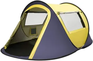 Tent for Camping Camping Tent for 3-4 Person 2 Door&2 Mesh Windows Portable Instant Tent Automatic Tent for Family Hiking Outdoor Large Space for Picnic Outdoors (Color : Yellow)