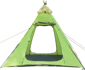 Tent Waterproof Windproof Outdoor Family Camping Tent 3-4 People Tribal Style Pyramid Tent Indoor Children's Tent (Color : Brown) (Green)