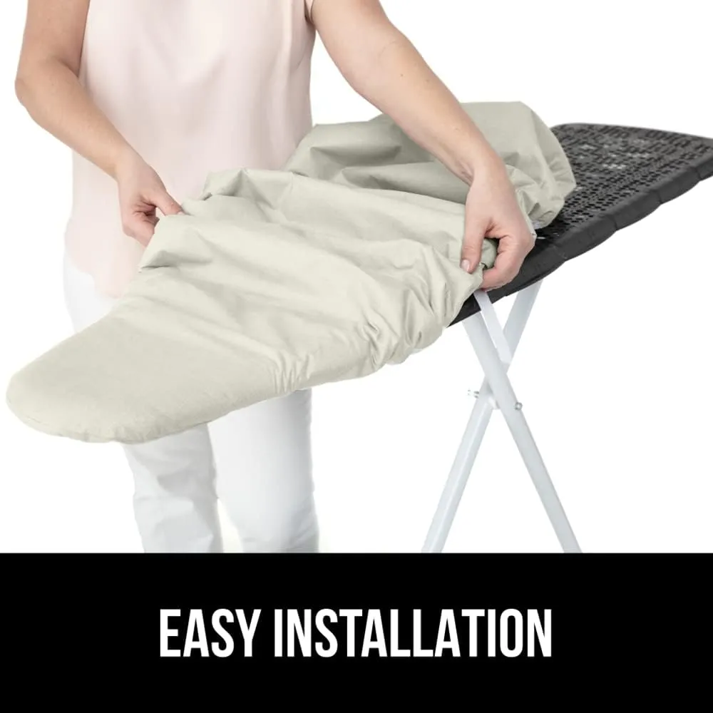 The Original GORILLA GRIP Ironing Board Cover, Silicone Coating, Full Size Scorch Resistant Padding, Elastic Edge, Heavy Duty Iron Pad Covers Standard Boards, Hook and Loop Fastener Strap, Linen