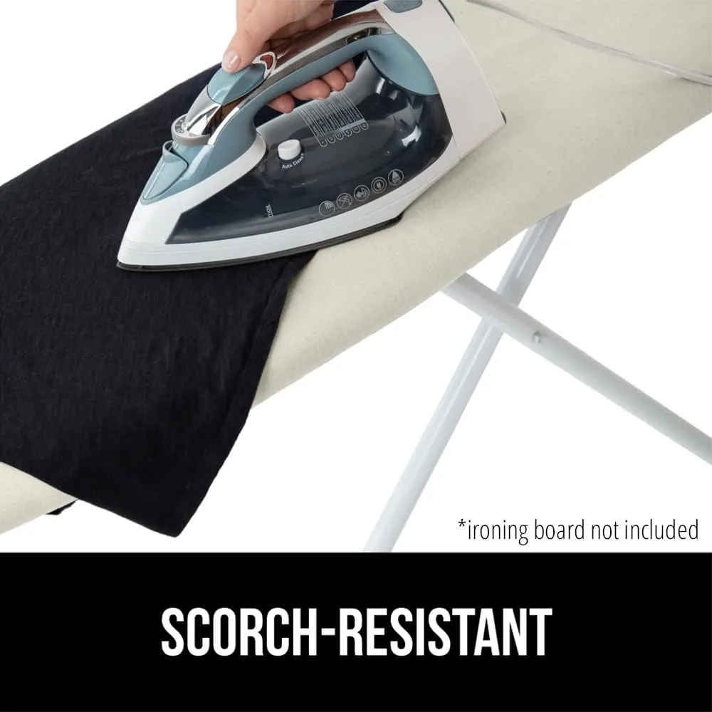 The Original GORILLA GRIP Ironing Board Cover, Silicone Coating, Full Size Scorch Resistant Padding, Elastic Edge, Heavy Duty Iron Pad Covers Standard Boards, Hook and Loop Fastener Strap, Linen