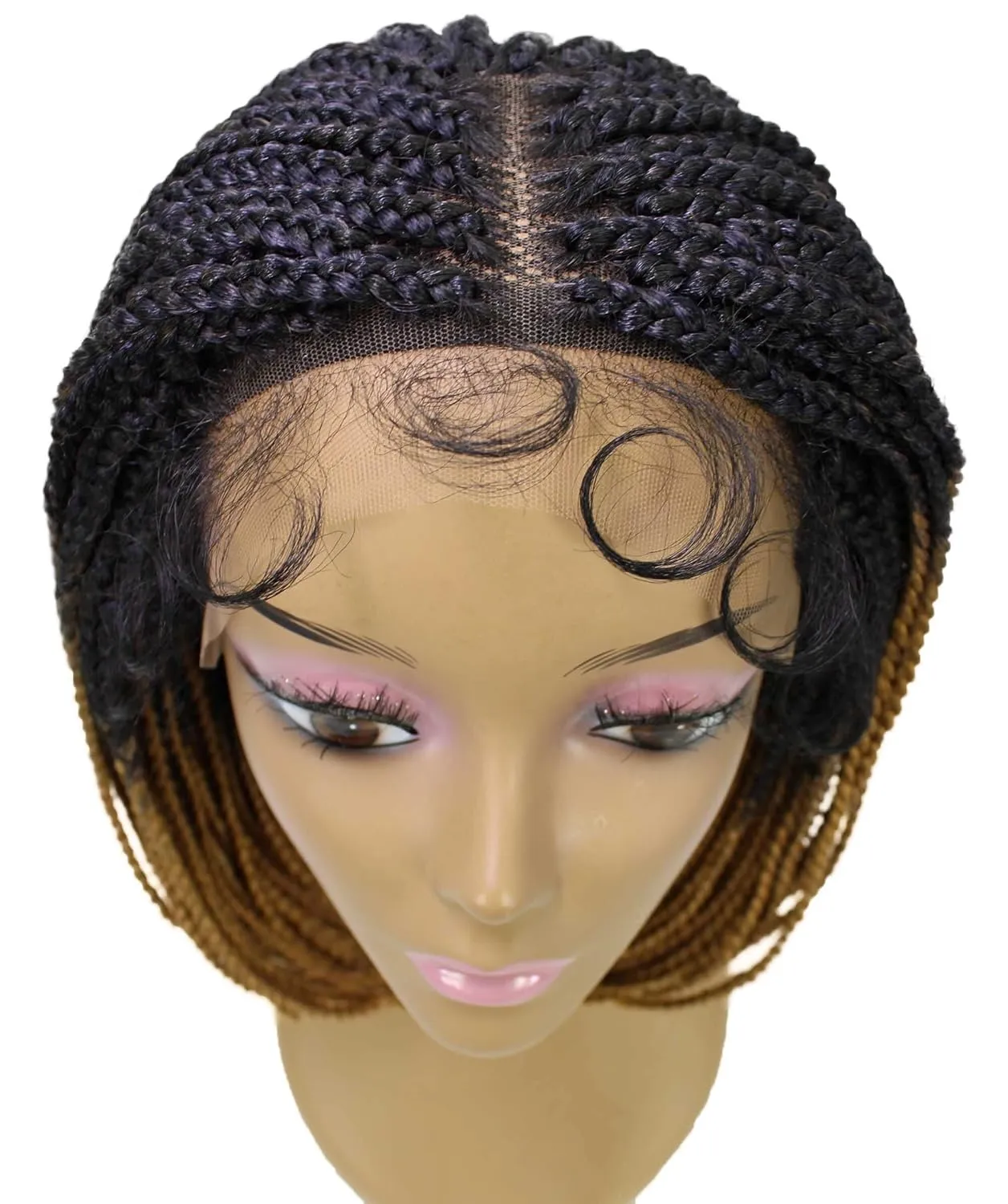 Tiara Straight Braided 12 in Long 4X4 Hand Tied Lace Braid Braided Wig, Beauty Heat Resistant Fiber, 20  Shades of Natural, Dip Dyed, & Blended Colors