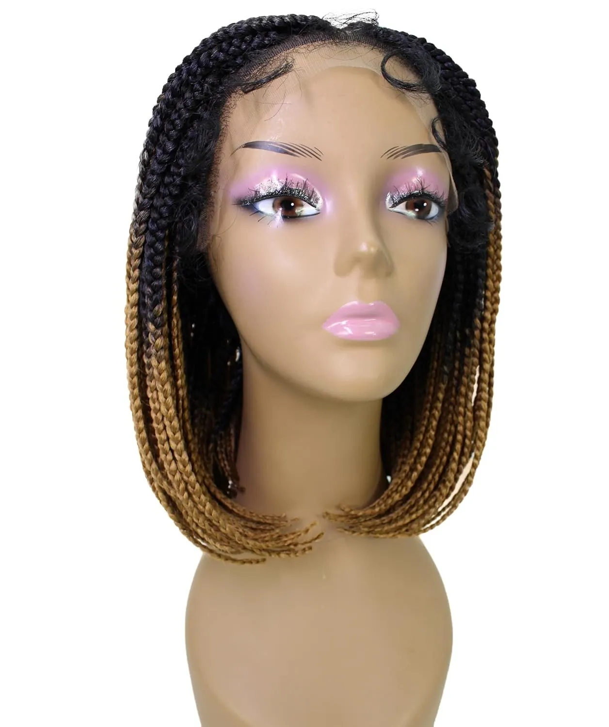 Tiara Straight Braided 12 in Long 4X4 Hand Tied Lace Braid Braided Wig, Beauty Heat Resistant Fiber, 20  Shades of Natural, Dip Dyed, & Blended Colors