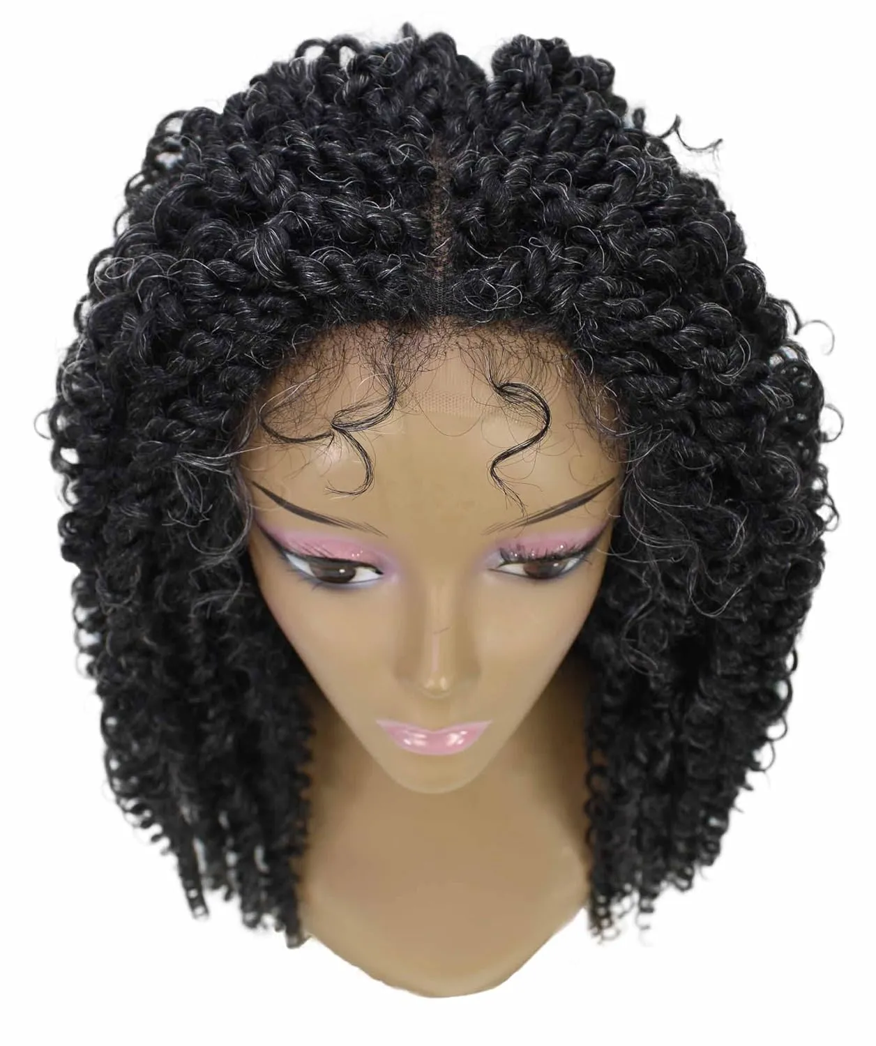 Tierra Curly 19 in Long 4x4 Hand Tied Lace Braid Braided Wig, Beauty Heat Resistant Fiber, 20  Shades of Natural, Dip Dyed, & Blended Colors