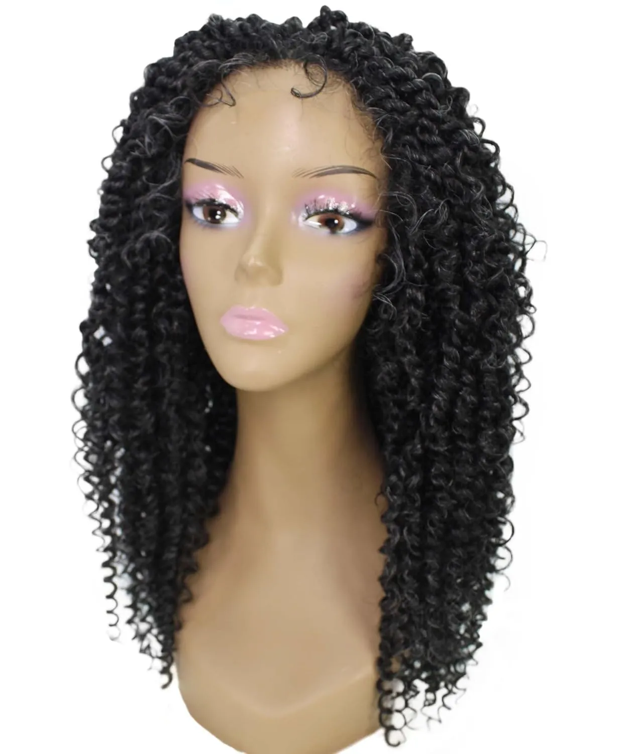 Tierra Curly 19 in Long 4x4 Hand Tied Lace Braid Braided Wig, Beauty Heat Resistant Fiber, 20  Shades of Natural, Dip Dyed, & Blended Colors