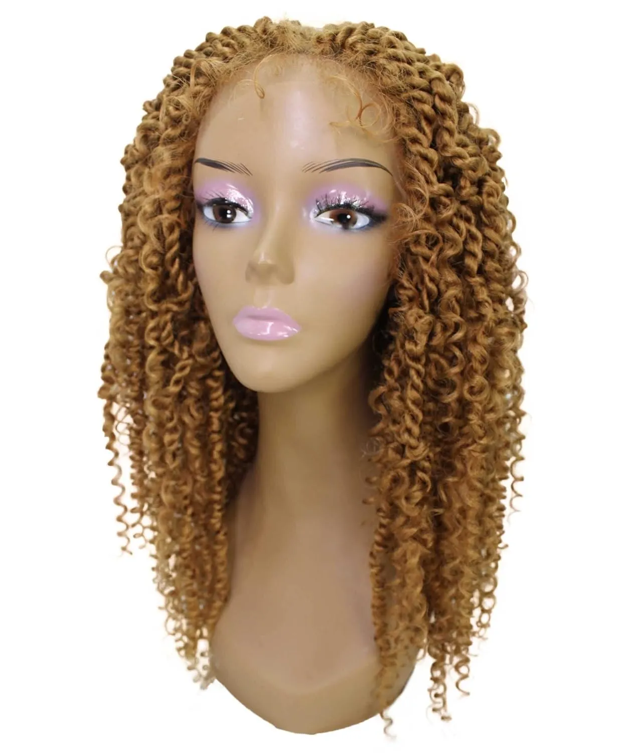 Tierra Curly 19 in Long 4x4 Hand Tied Lace Braid Braided Wig, Beauty Heat Resistant Fiber, 20  Shades of Natural, Dip Dyed, & Blended Colors