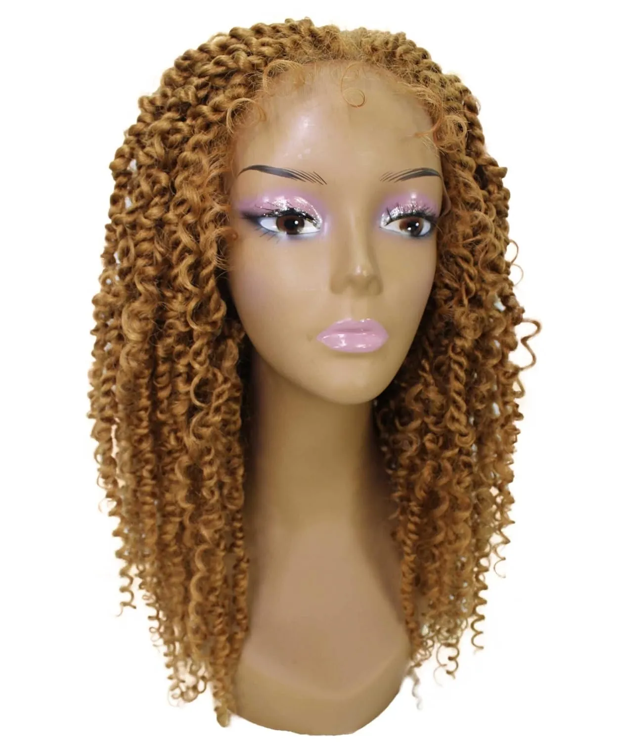 Tierra Curly 19 in Long 4x4 Hand Tied Lace Braid Braided Wig, Beauty Heat Resistant Fiber, 20  Shades of Natural, Dip Dyed, & Blended Colors