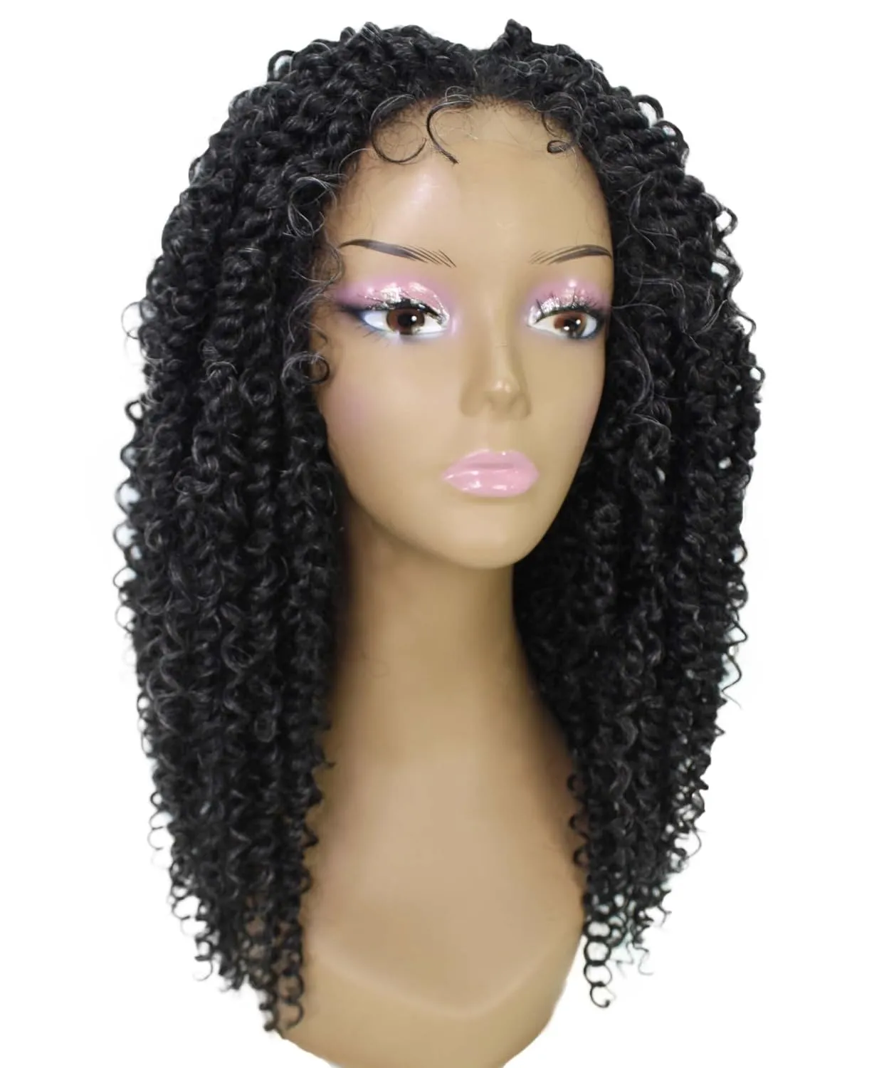 Tierra Curly 19 in Long 4x4 Hand Tied Lace Braid Braided Wig, Beauty Heat Resistant Fiber, 20  Shades of Natural, Dip Dyed, & Blended Colors