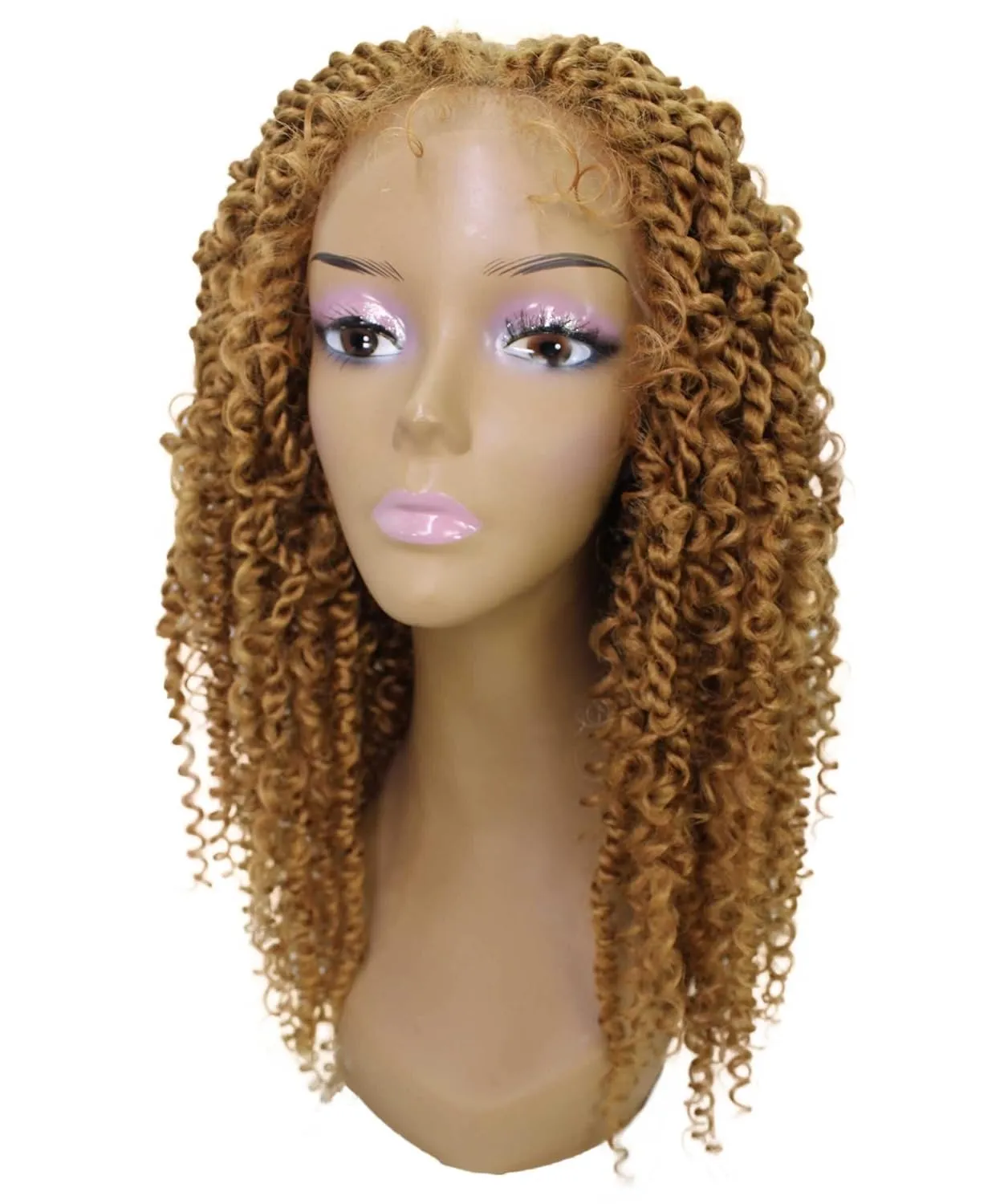 Tierra Curly 19 in Long 4x4 Hand Tied Lace Braid Braided Wig, Beauty Heat Resistant Fiber, 20  Shades of Natural, Dip Dyed, & Blended Colors