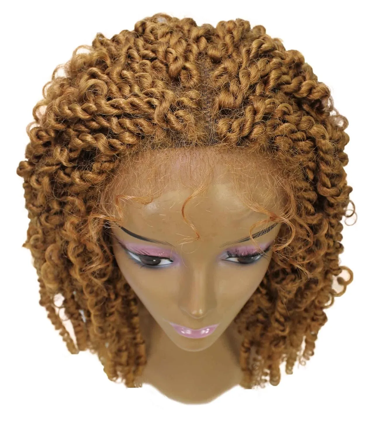 Tierra Curly 19 in Long 4x4 Hand Tied Lace Braid Braided Wig, Beauty Heat Resistant Fiber, 20  Shades of Natural, Dip Dyed, & Blended Colors