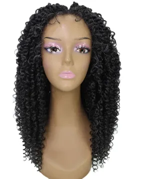 Tierra Curly 19 in Long 4x4 Hand Tied Lace Braid Braided Wig, Beauty Heat Resistant Fiber, 20  Shades of Natural, Dip Dyed, & Blended Colors
