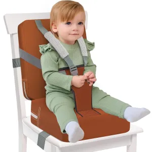 Toddler Booster Seat for Dining Table, Toddler Harness Booster Seats for Table, PU Easy Cleaning Kitchen Chair Booster Seat with Backrest Portable Travel Seat Eating for Kids Child-Brown