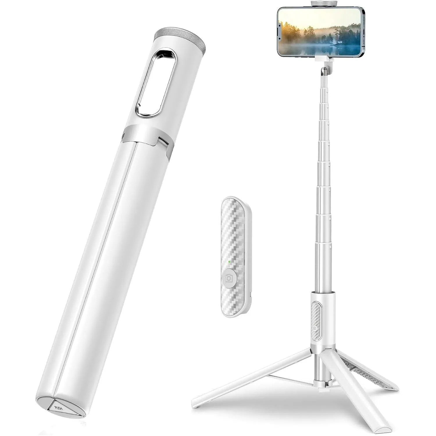 TONEOF 170cm Phone Tripod Selfie Stick, All-in-1 Phone Tripod Stand with Remote,Portable,Lightweight Tripod for for Selfies/Live/Video Recording/Travel-Black