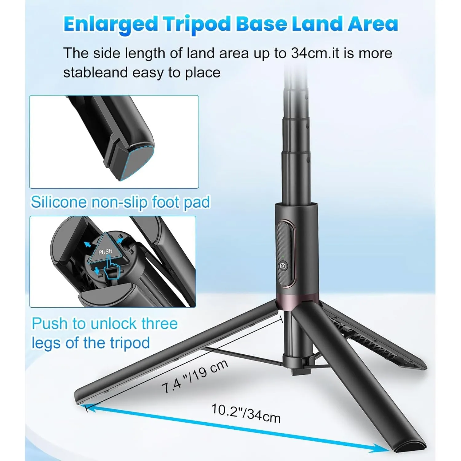 TONEOF 170cm Phone Tripod Selfie Stick, All-in-1 Phone Tripod Stand with Remote,Portable,Lightweight Tripod for for Selfies/Live/Video Recording/Travel-Black