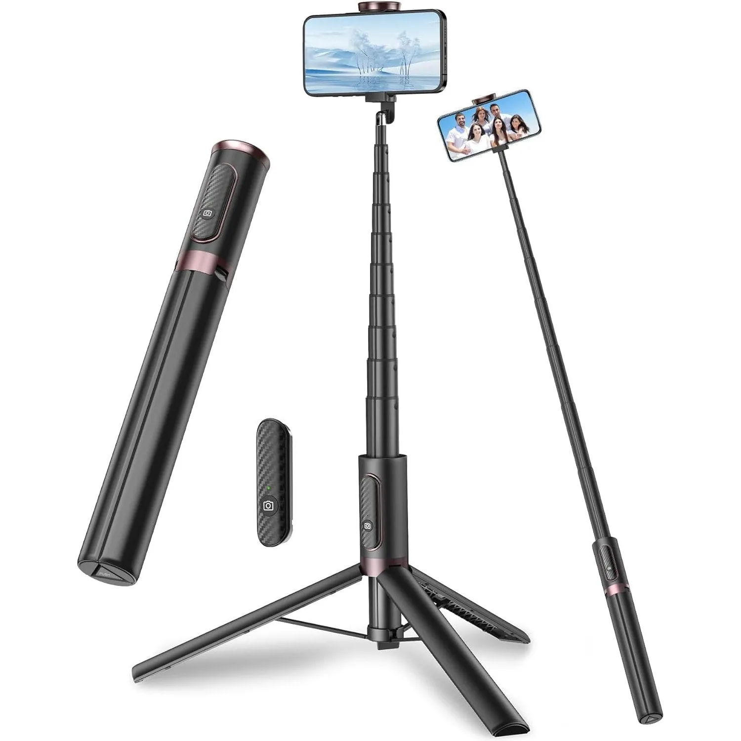 TONEOF 170cm Phone Tripod Selfie Stick, All-in-1 Phone Tripod Stand with Remote,Portable,Lightweight Tripod for for Selfies/Live/Video Recording/Travel-Black