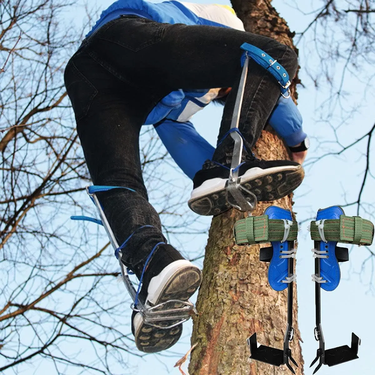 Tree Climbing Gear,Boot Spikes for Tree Climbing Pole Climbing Spikes Adjustable Climbing Tree Shoes Non-Slip Pedal for Hunting Observation, Picking Fruit, Jungle Survival and More