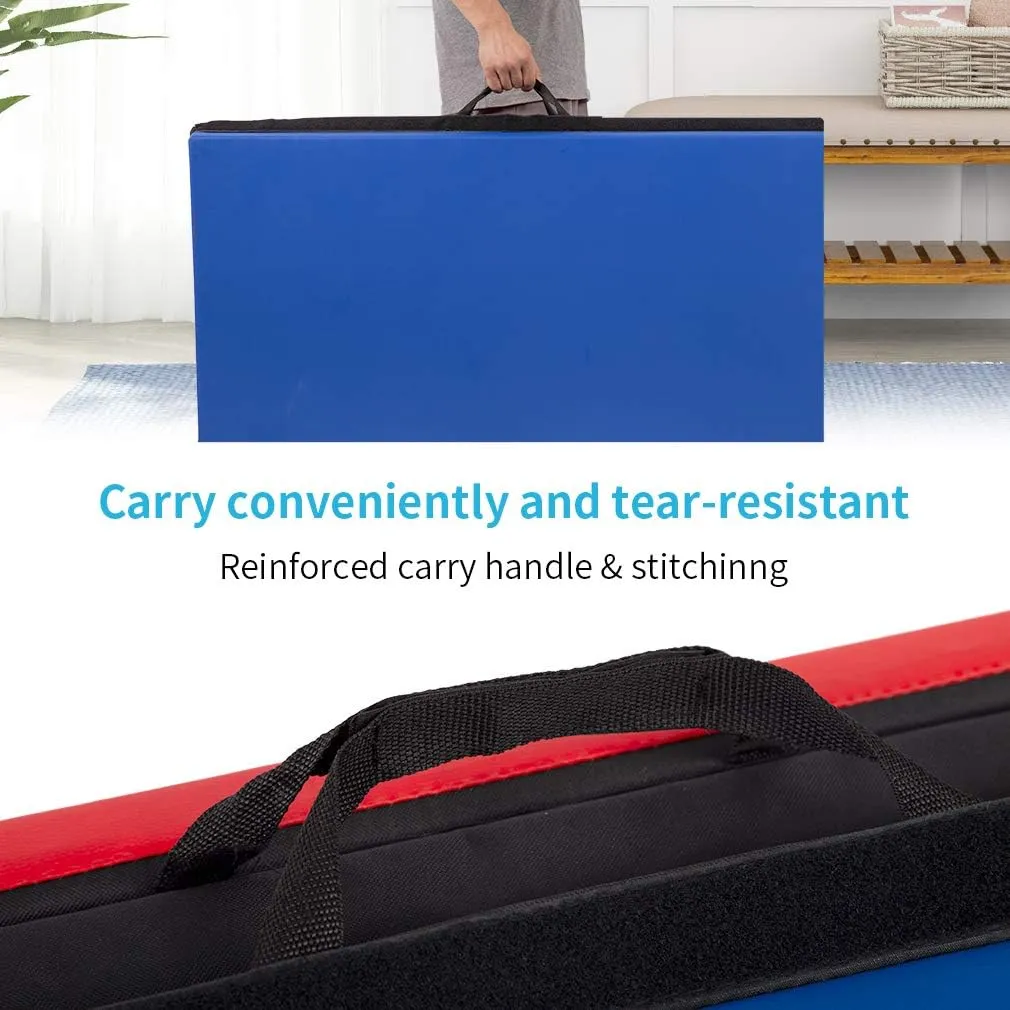 Tumbling Mats Gymnastics Tumbling Foldable Mats Foldable Yoga Mat Thick PU Leather Exercise Mat With Carrying Handles for home Workout outdoor Gymnastics Yoga Pilates