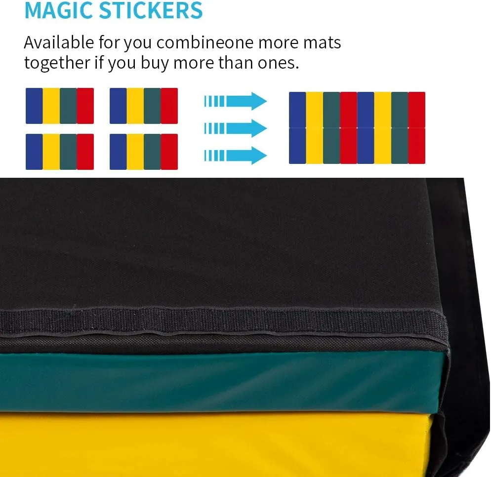 Tumbling Mats Gymnastics Tumbling Foldable Mats Foldable Yoga Mat Thick PU Leather Exercise Mat With Carrying Handles for home Workout outdoor Gymnastics Yoga Pilates