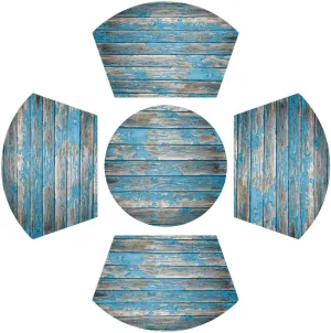 Turquoise Modern Wood Grain Wedge Placemats Set of 4 1pcs PVC Washable 4 1pcs Wedge Place mats Round Table mat Wipeable Plastic Dining Table mats for Kitchen Indoor Outdoor Patio Table Decor