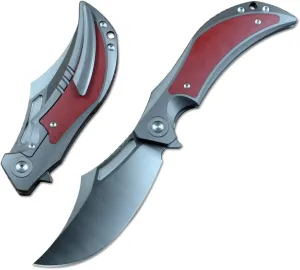 TWO SUN Folding Knife D2 Satin Blade Clip Point G10 Titanium Handle Outdoor Hunting TS209