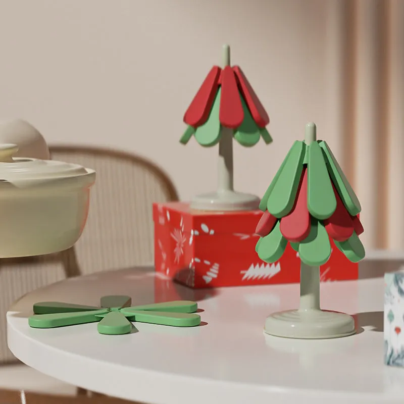 Unique Design Christmas Tree Heat-resistant Table Coaster Set