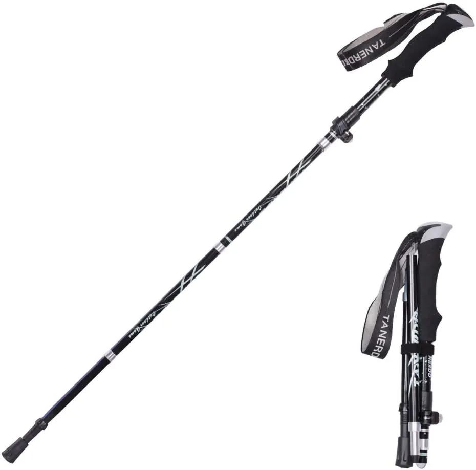 Upgrade Trekking Pole,Ultralight Aluminium Alloy Foldable, Anti Shock Walking/Camping （1 Pack，Black）