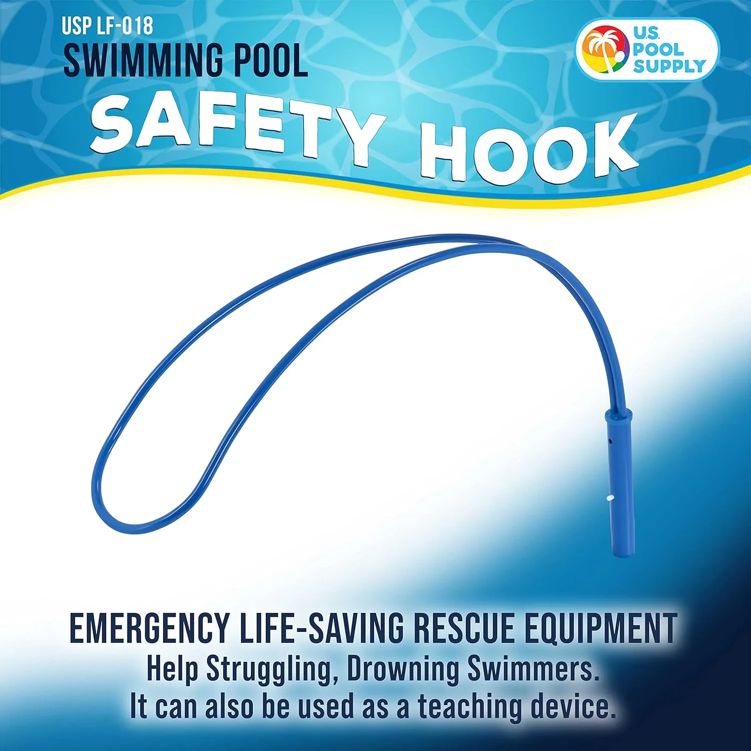 U.S. Pool Supply Swimming Pool Safety Hook - Emergency Life-Saving Rescue Equipment, Help Struggling, Drowning Swimmers, Teaching Preserver - Strong Aluminum Alloy, Attaches to 1-1/4" Telescopic Poles