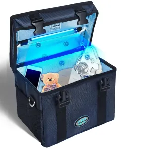 UV Light Sanitizer Ozone Box, Portable Foldable UV Cleaner Bag UVC Household Bag with 3-level Timer for Toys, Keys, Towels, Mask Cleaning Machine Blue 12L Ozone