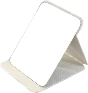 Vanity Makeup Mirror Portable Folding Cosmetic Mirror PU Leather Desktop Mirror Simple Rectangular Beauty Mirror Large Bathroom Mirror Table Desk Vanity Makeup Mirror(Color:White)