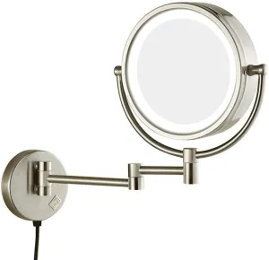 Vanity Mirror, Makeup Mirror Vanity Mirror LED Illuminated Wall Mounted 7X Magnification Double-Sided 360° Swivel Extendable Bathroom Cosmetic Mirror
