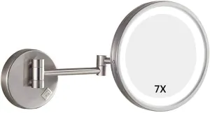 Vanity Mirror,Makeup Mirror Vanity Mirror Wall-Mounted Shaving Mirror Led Lighted 7X Magnification 8.5-Inch Round Bathroom Extendable Cosmetic Mirror/a