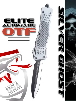 Venom 4TR ELITE Tactical OTF Knife - Silver Ghost - SH (Satin Double Edge 3.4")
