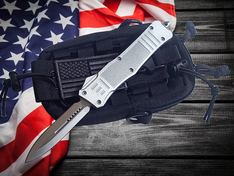Venom 4TR ELITE Tactical OTF Knife - Silver Ghost - SH (Satin Double Edge 3.4")