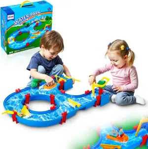 VEVOR Water Table for Toddlers, Kids Activity Play Waterway, Outdoor Summer Water Park Playset with 39PCS Accessories for Backyard Lawn Beach, Activity Sensory Play Table for 3  Years Boys Girls
