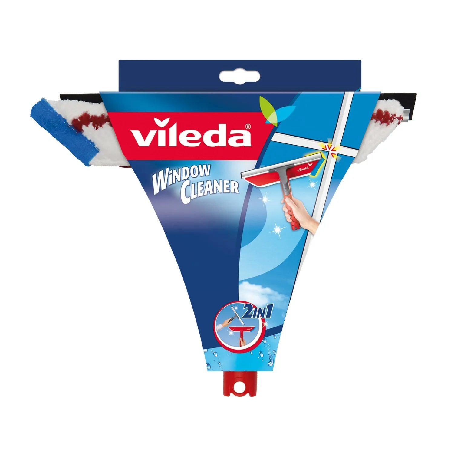 Vileda 159520 Window Cleaner 2in1 with Telescopic Pole