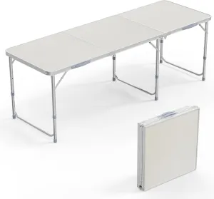 VINGLI 6ft Folding Camping Table with Carry Handle,Portable Utility Table Multipurpose for Party Picnic Tailgating Outdoor Patio Garden Indoor Kitchen …