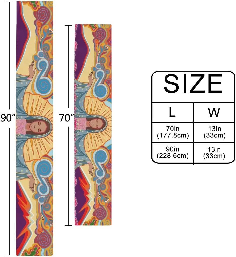 Virgin Mary Lady of Guadalupe Mother Of Lord 13" X 90" Long Table Runner Polyester Tablecloth Two-sided Placemat for Kitchen Dining Wedding Office Party Home