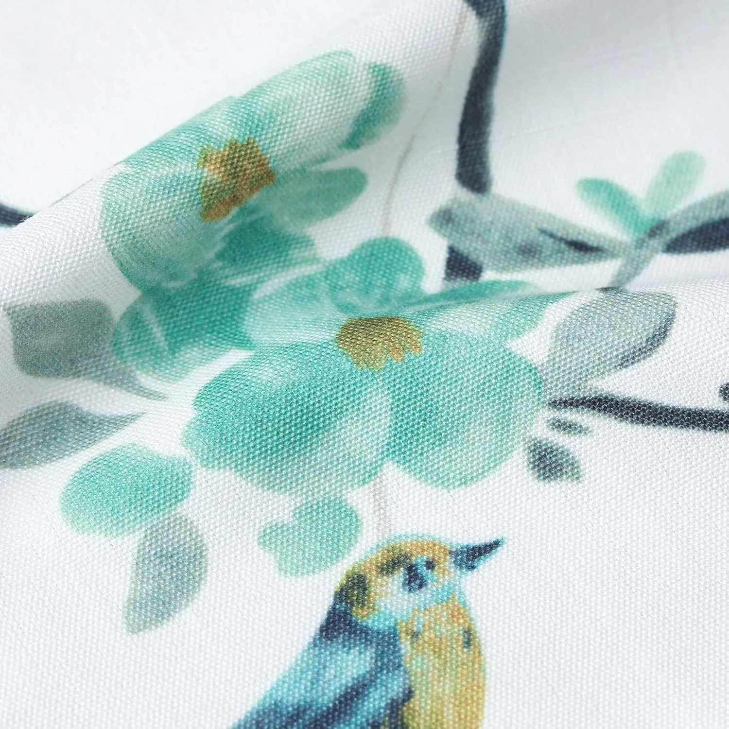 VOGOL 52x70 Inches Rectangle Tablecloth, Stain and Wrinkle Resistant Washable Linen Table Cloth, Floral and Birds Print Decorative Tabletop for Dining Table, Buffet Parties and Camping