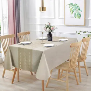Vonabem 100% Waterproof Rectangle PVC Tablecloth, Vinyl Table Cloth Cover Oil Proof Spill Proof Wipeable Plastic Table Cloths for Indoor and Outdoor Use (Coffee, 60X102IN)