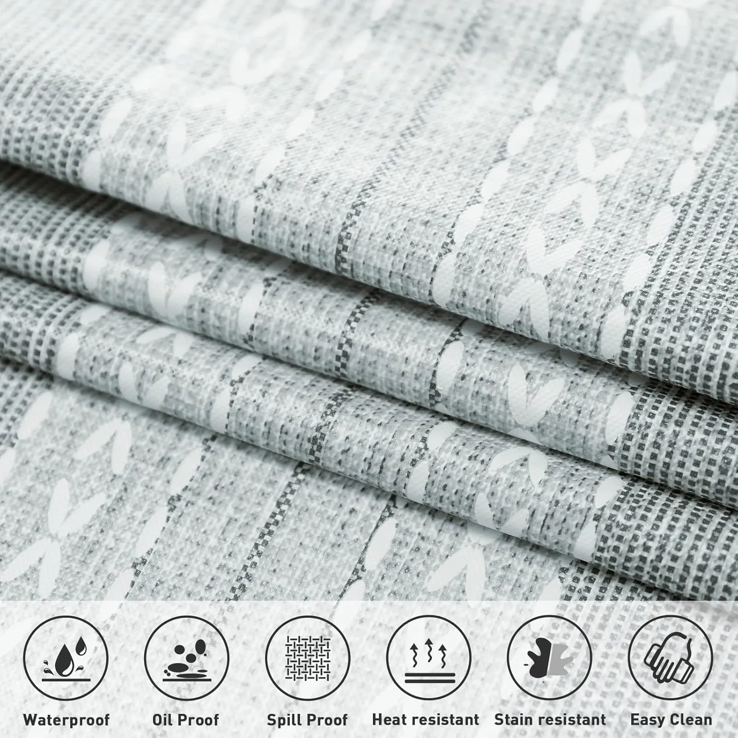 Vonabem 100% Waterproof Rectangle PVC Tablecloth, Vinyl Table Cloth Cover Oil Proof Spill Proof Wipeable Table Cloths for Indoor and Outdoor Use (Grey, 60X120IN)